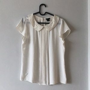 Sheer top with sequin collar